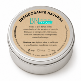 Desodorante natural BN Menos es Más 40 g con aceite de coco, niacinamida y leche de magnesia